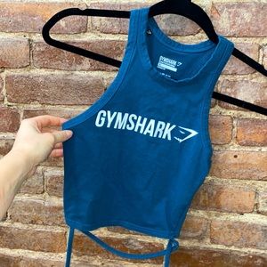 Gymshark fitted crop top with tie details TEAL